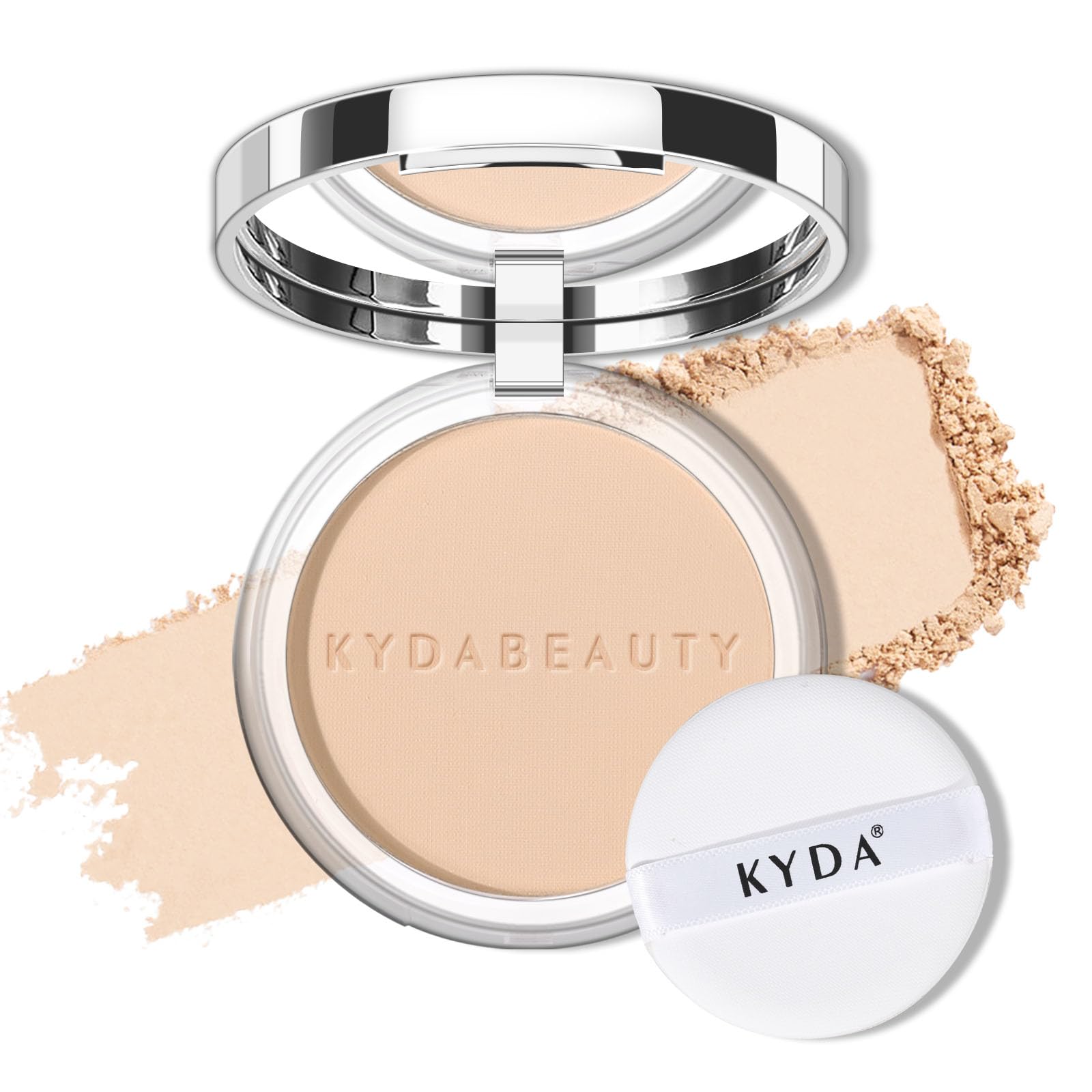 KYDA Mineral Powder 4-in-1 Pressed Mineral Powder Foundation SPF 35 Matte Powder Foundation with Concealer and Setting Makeup Lightweight Flawless Coverage PORCELAIN