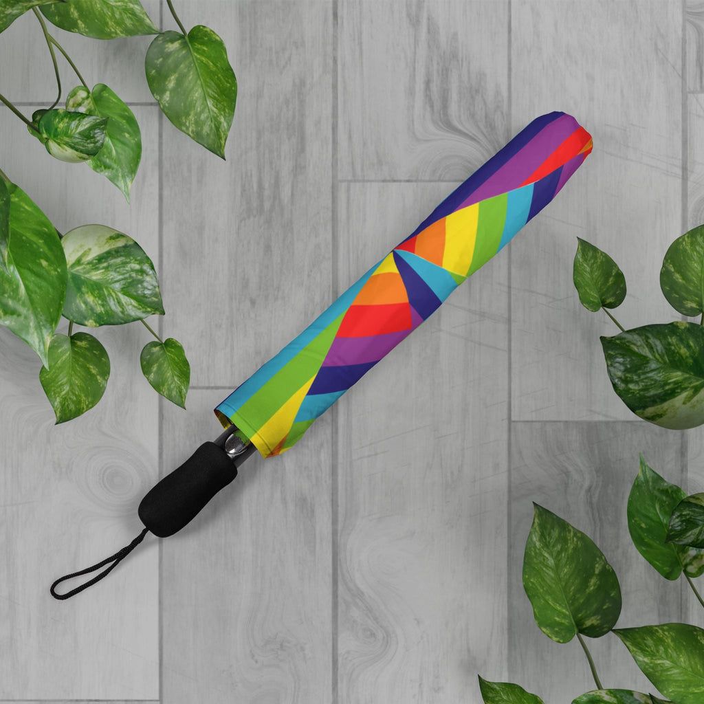 Bespattered Facade Rainbowgasm Foldable Umbrella — Compact Semi-Automatic Rain Parasol