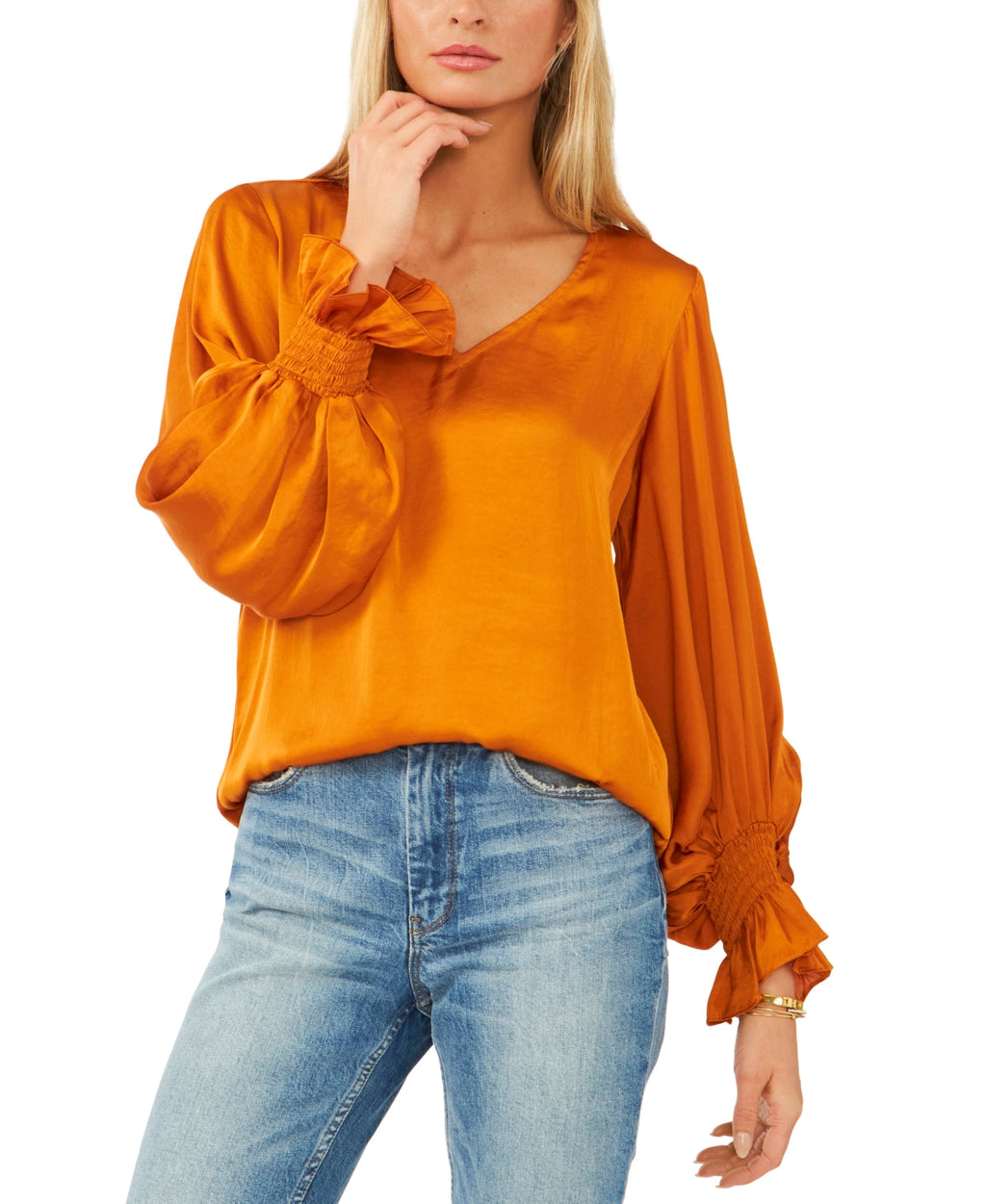 Vince Camuto Blouson-Sleeve Blouse, Size XS
