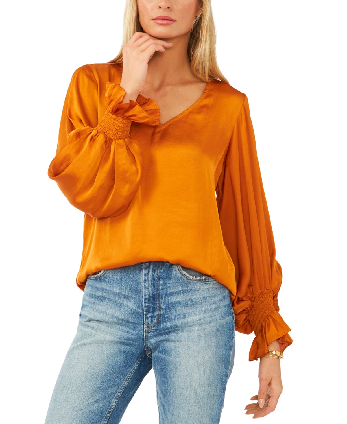 Vince Camuto Blouson-Sleeve Blouse, Size XS