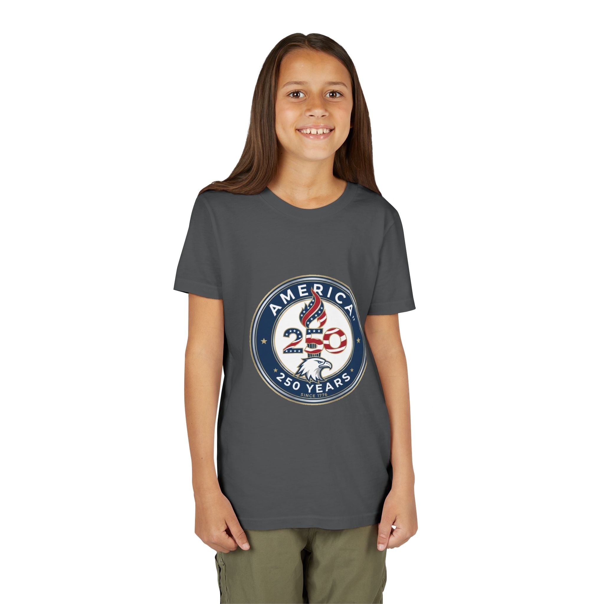 Youth Tee - America 250 Anniversary Patriotic Logo Kids T-Shirt (America 250 Years)