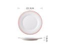 Ceramic Dish with Red and Green Line for Rice & Noodles