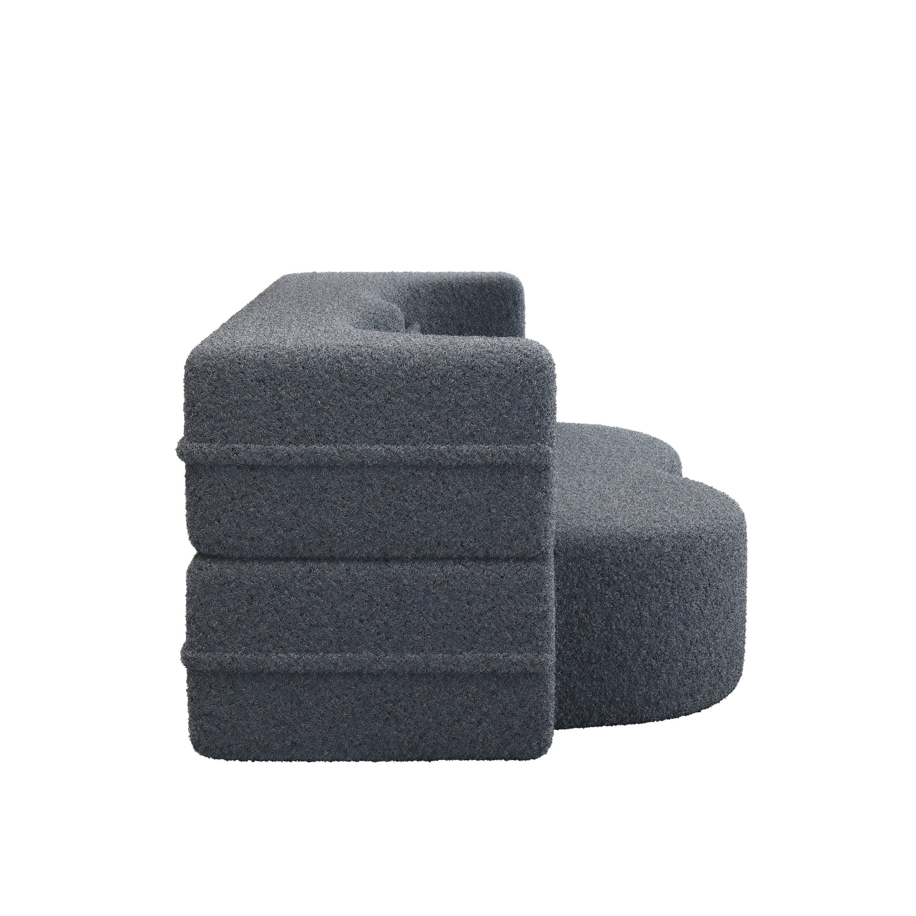 Modern Floor Sofa, with 2 Pillows, Convertible Teddy Fabric Foam Filled Bed, 15 inch Full Size Folding Mattress, Suitable for Living Room, Guest room, Game Room, Grey