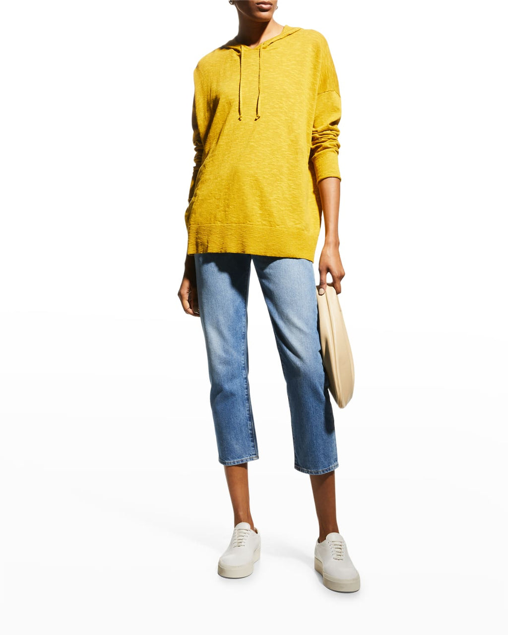 Eileen Fisher Organic Cotton Linen Slub Hooded Top in, Size Small