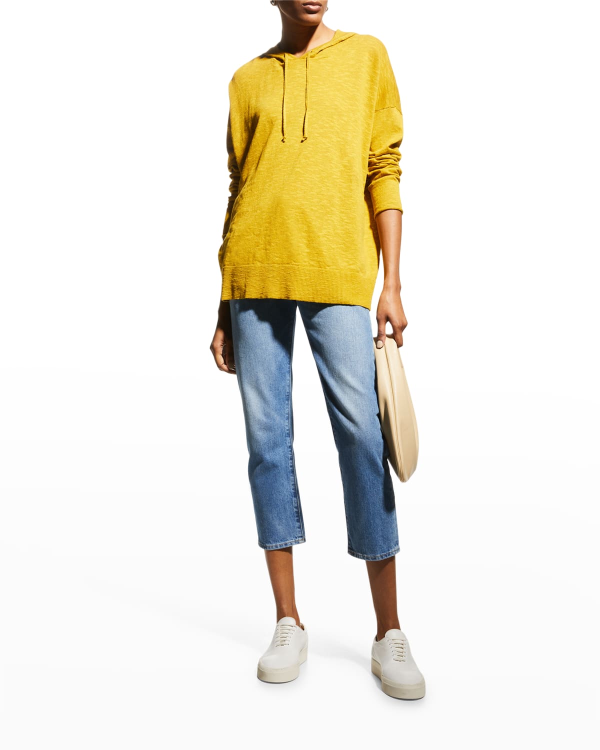 Eileen Fisher Organic Cotton Linen Slub Hooded Top in, Size Small
