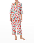 Kate Spade  Rosy Crop Pajamas in Rose Bud, Size Medium