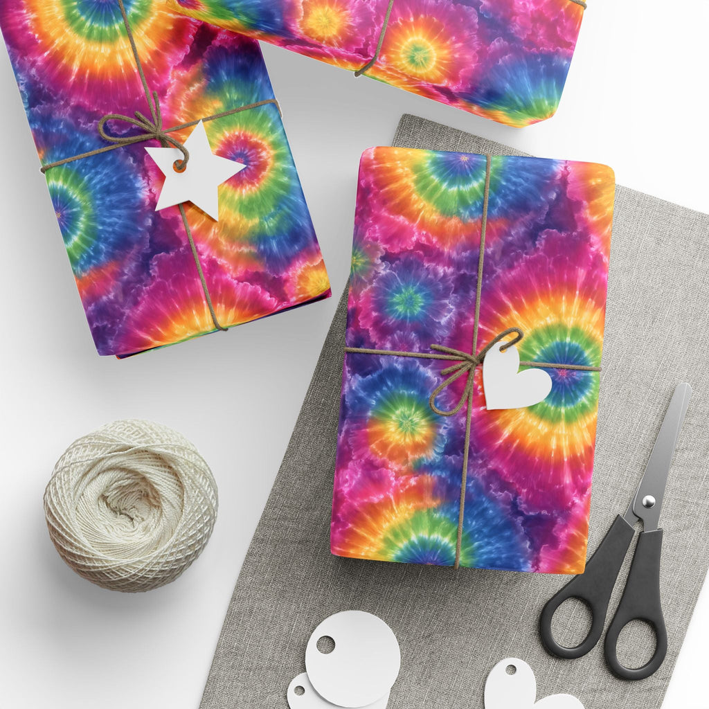 Bespattered Facade Rainbow Tie Dye Wrapping Paper | Three Sizes | Glossy or Matte