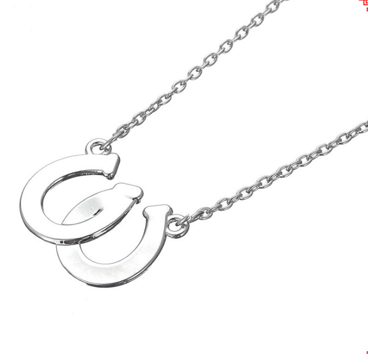 Double U-Shaped Black and White Horseshoe Necklace
