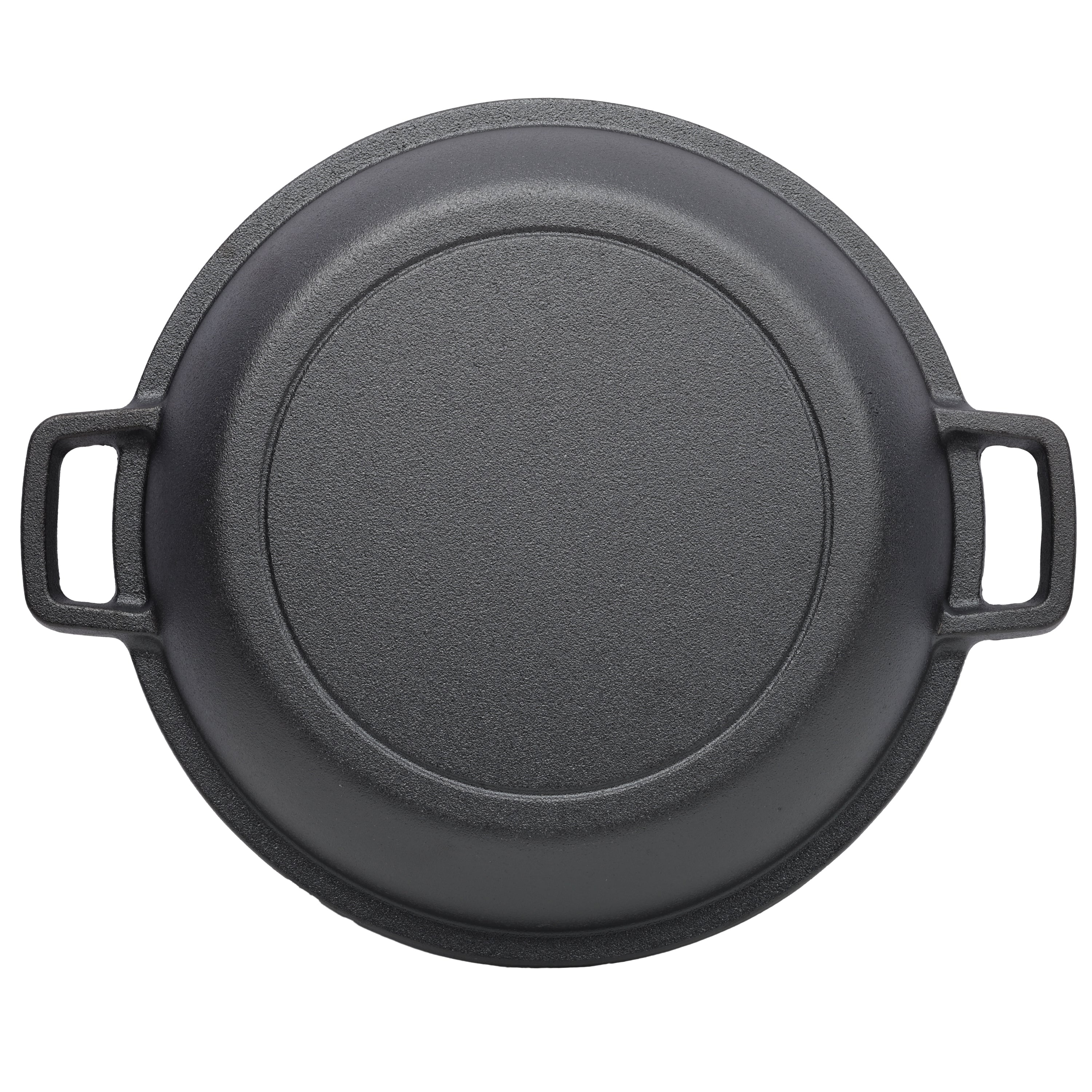 2 in 1 Pre-Seasoned Cast Iron Dutch Oven With Dual Handles, Outdoor Camping Deep Pot for Camping Fireplace Cooking BBQ Baking Campfire, 5 Quart.With 1pc Iron Pot Rack.