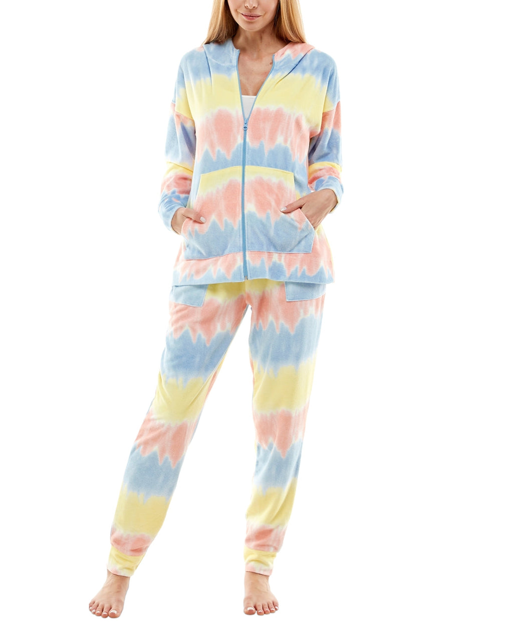 Roudelain Loungewear Zip Front Hoodied Size M