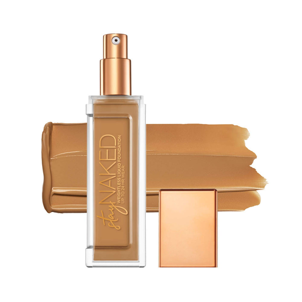 Urban Decay Stay Naked Weightless Liquid Foundation (60WY - Medium Dark Warm - Golden Undertone) Waterproof Face Makeup Buildable Medium Coverage with No Caking Real-Skin Matte Finish - 1 fl oz