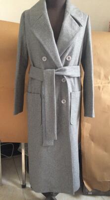 Women's Double-breasted Lace-up Long Wool Coat