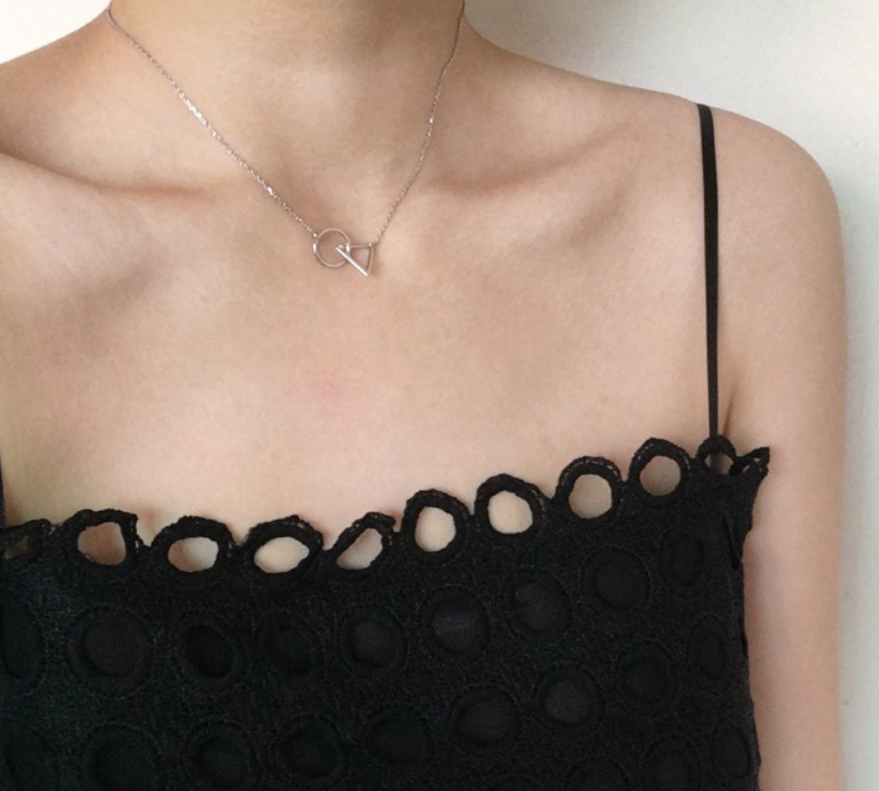 Triangle and Round Pendant Clavicle Chain Necklace