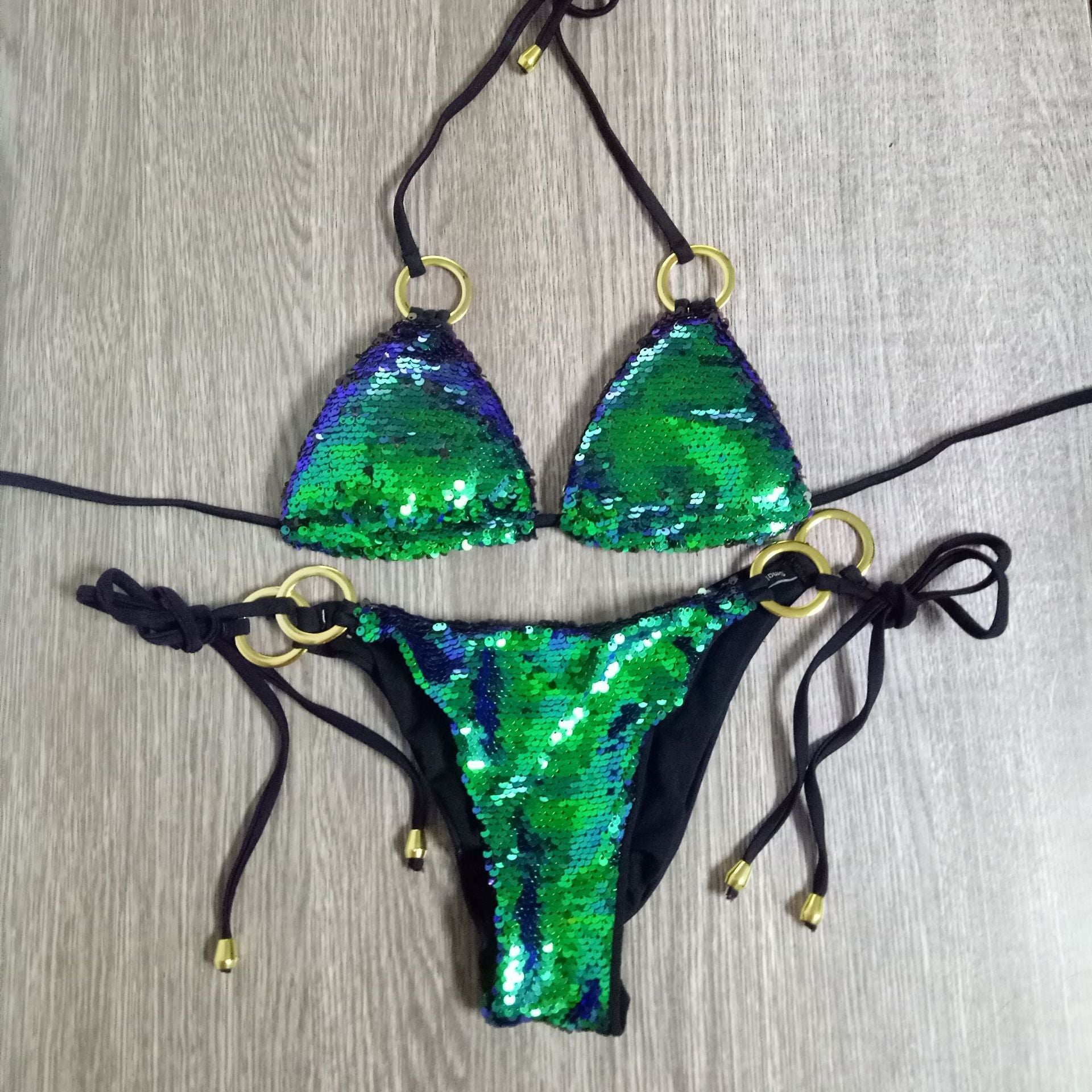 2018 New Sequin Triangle Bikini Swimsuit for Women