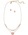 Style and Co Bead and Stone Double-Row Pendant Necklace and Stud Earrings Set