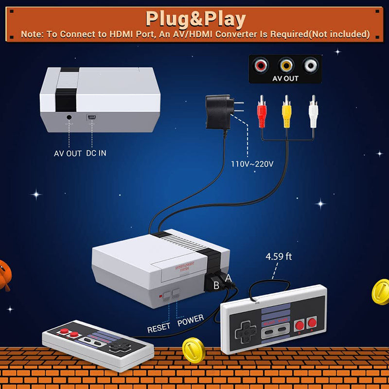 NES 8-Bit Game Console Classic Red and White Design