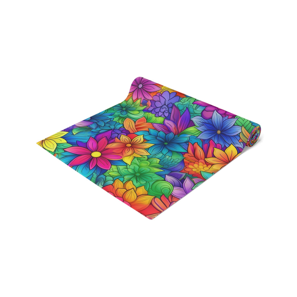 Bespattered Facade Bright Rainbow Flowers Table Runner (2 sizes)