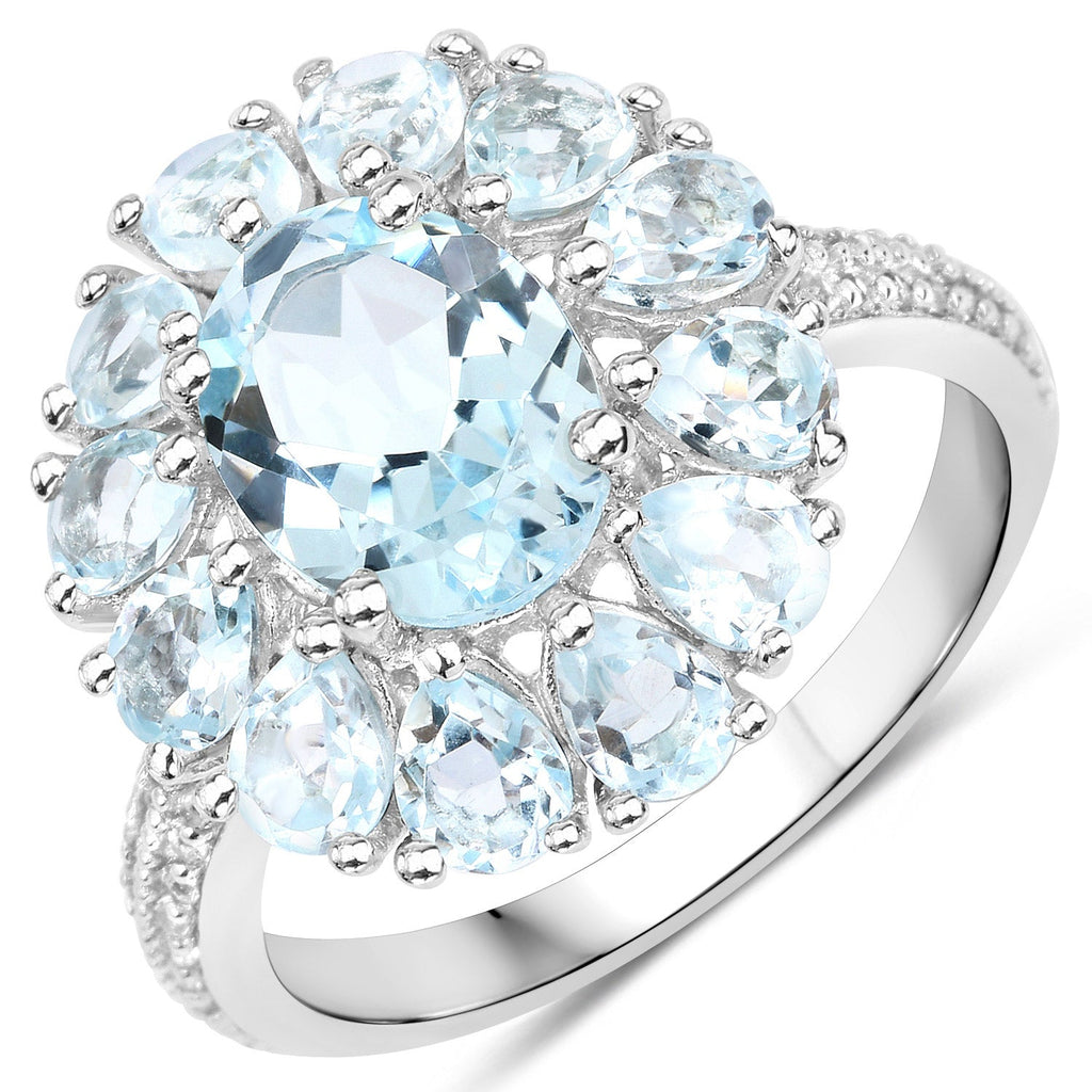 14.02 Carat Genuine Blue Topaz and White Topaz .925 Sterling Silver 3 Piece Jewelry Set (Ring, Earrings, and Pendant w/ Chain)