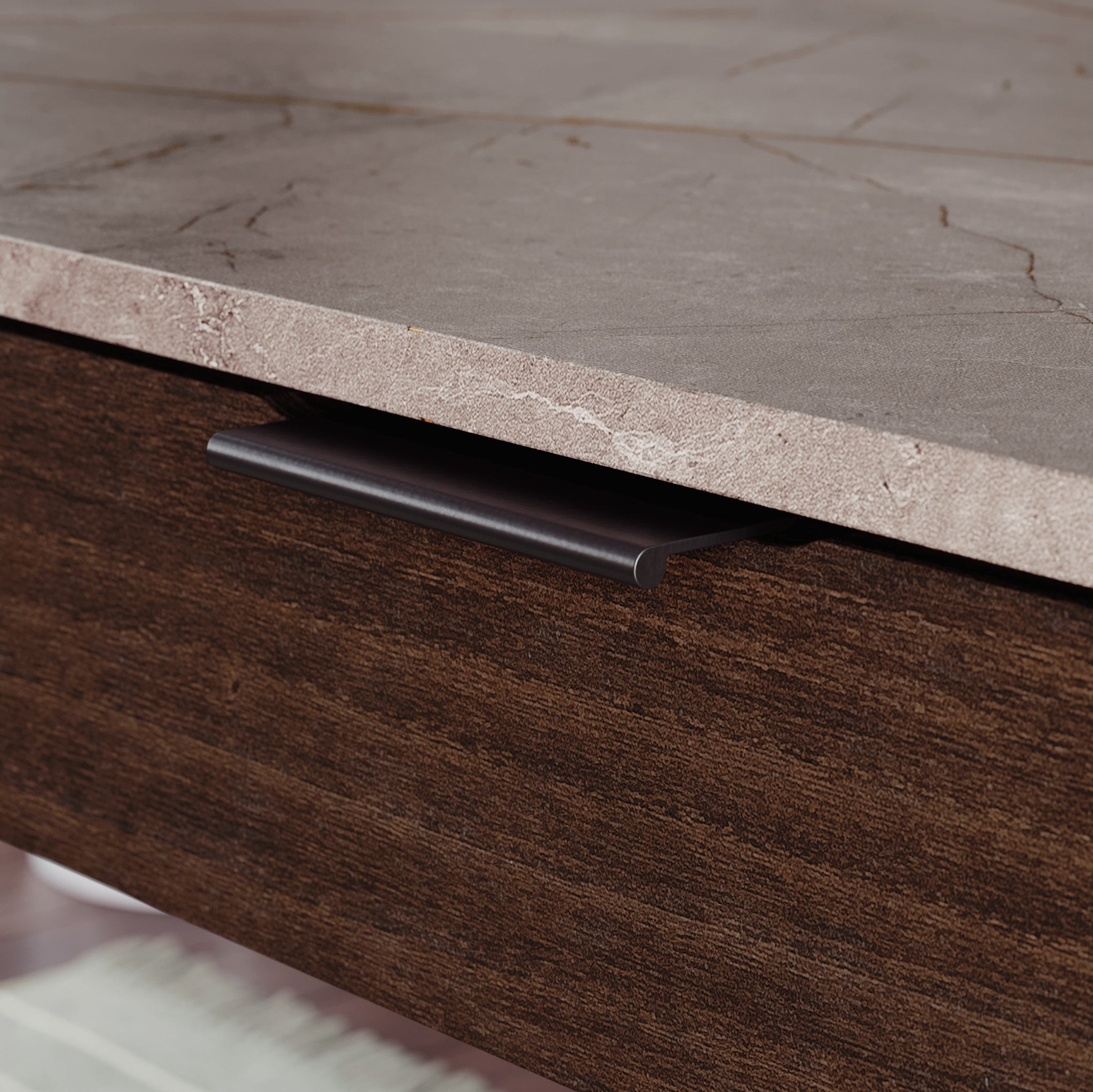 L-Shaped Desk, Brown finish