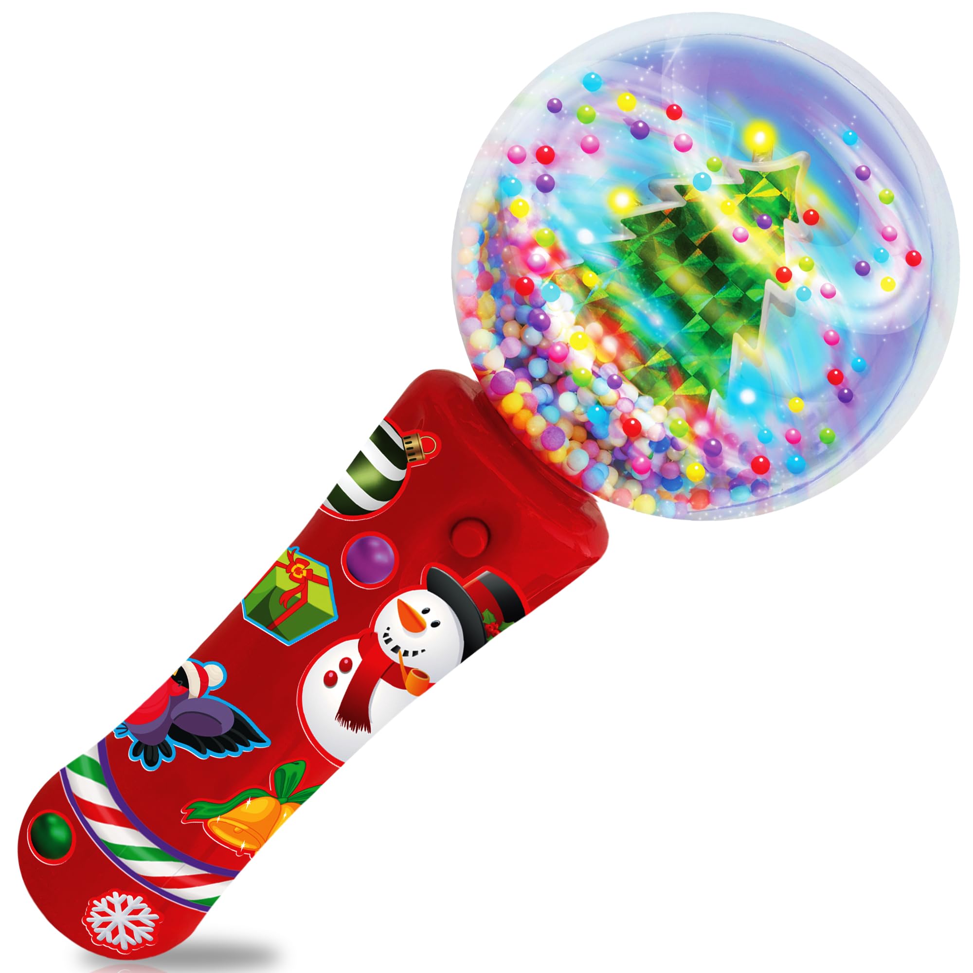 ArtCreativity Christmas Light Up Wand for Kids - 7.5 Inch Light Up Spinner Wand - LED Christmas Spinner Toy Wand with Batteries Included - Christmas Sensory Toys for Kids with Autism