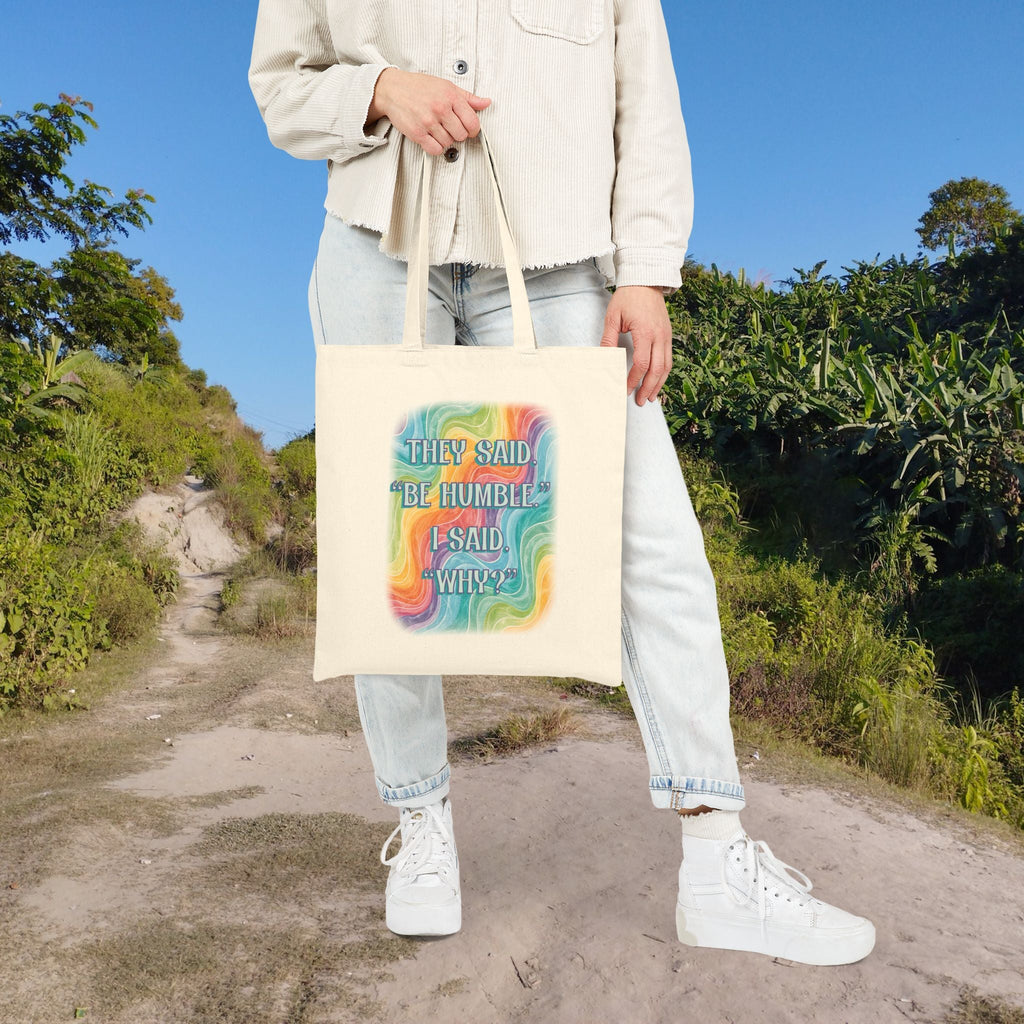 Bespattered Facade Rainbow "Be Humble" Canvas Tote Bag Reusable Carryall