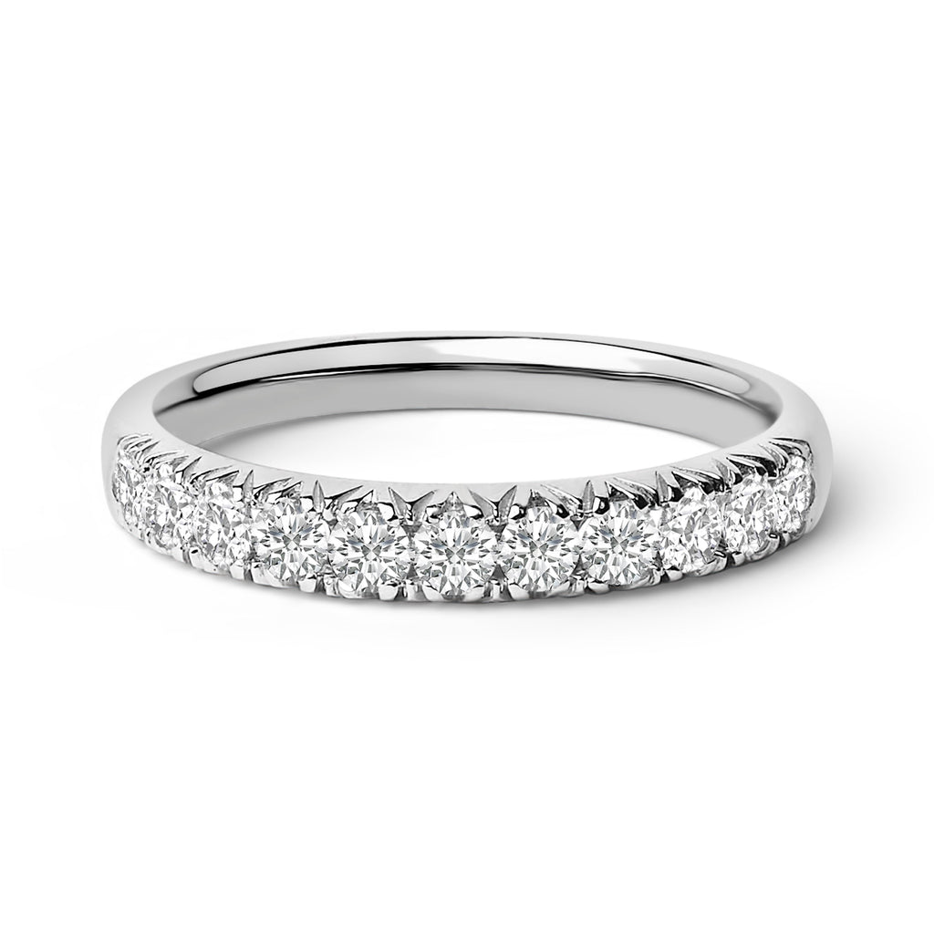 14K White Gold 1/2 Cttw Round Diamond 11 Stone Classic Band