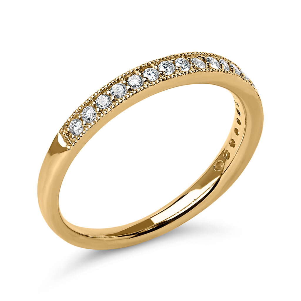 14K Yellow Gold 1/4 Cttw Round Diamond Milgrain Wedding Band (I-J Color, SI2-I1 Clarity) - Size 6.5