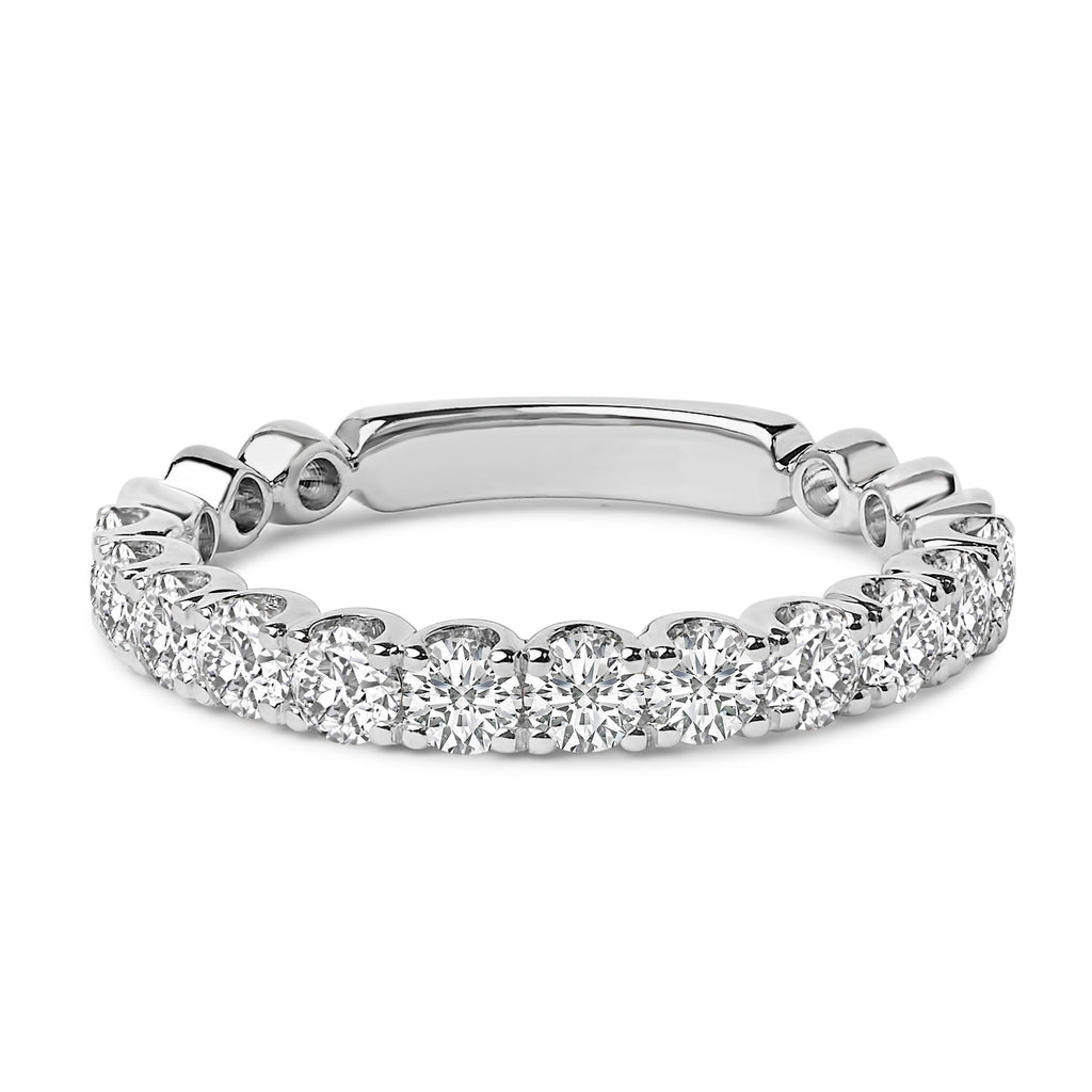 14K White Gold 1.00 Cttw Round Diamond Prong Set Wedding Band