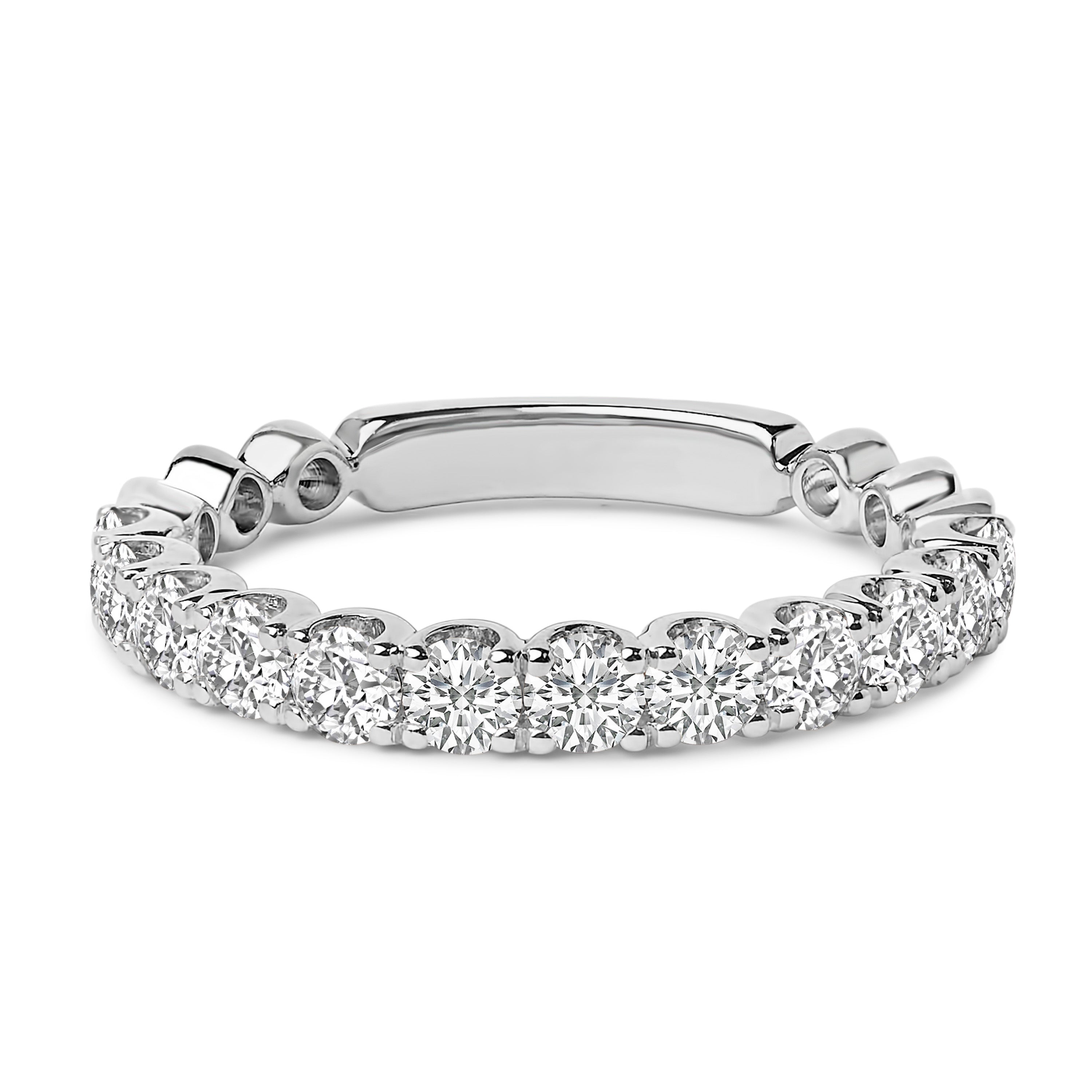 14K White Gold 1.00 Cttw Round Diamond Prong Set Wedding Band