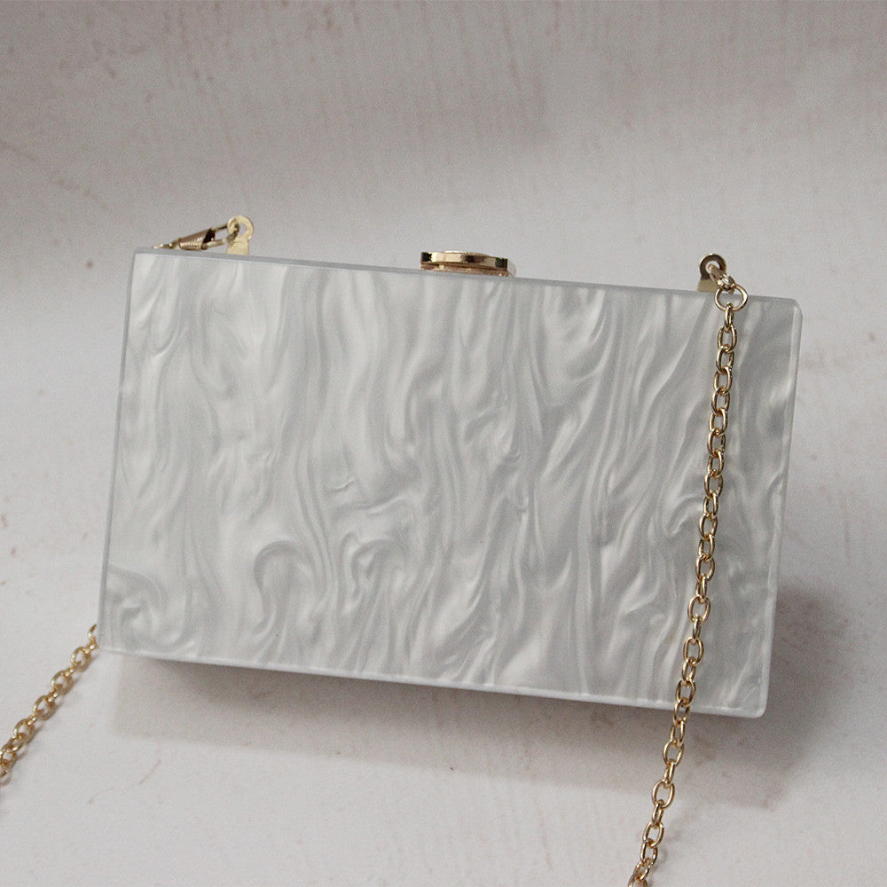 White Shell Pattern Acrylic Clutch Evening Bag