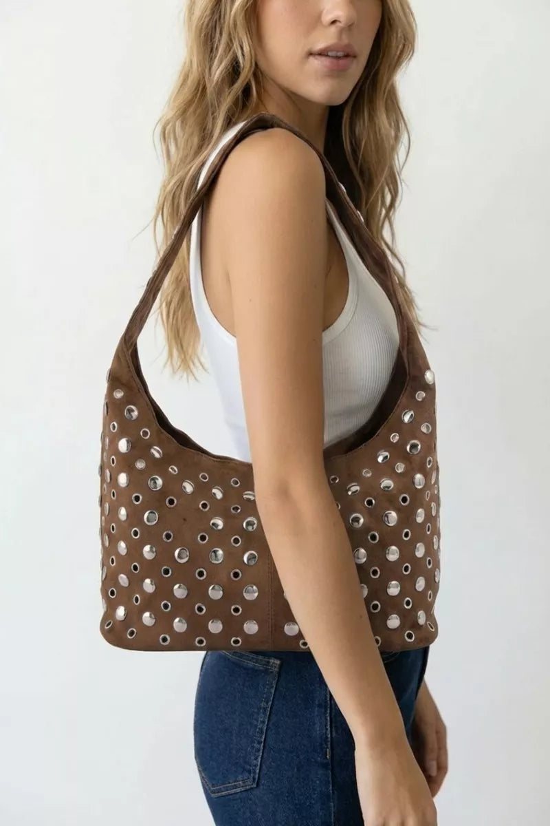 Fame Multi Rivet Studded Shoulder Bag