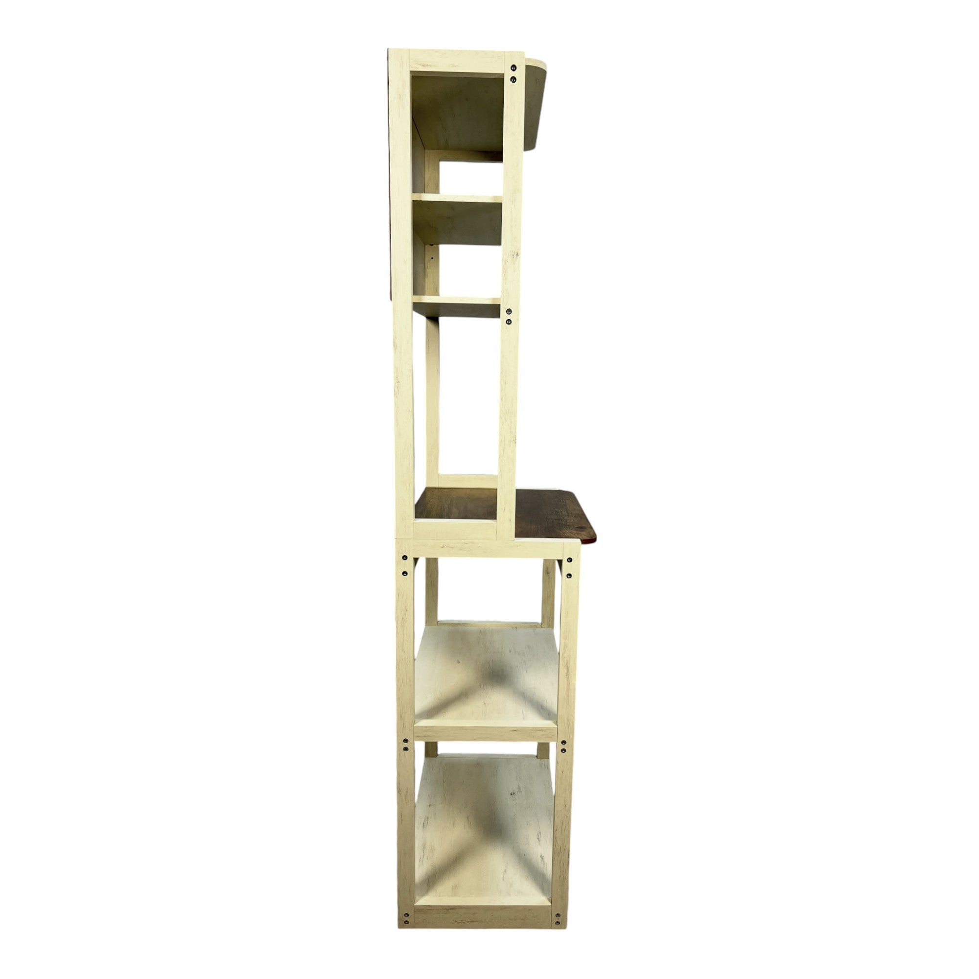 23.62' White and Rustic Brown color 5-Tier Bakers Rack for Kitchen with Storage, Coffee Bar, Kitchen Shelves,  Microwave Stand