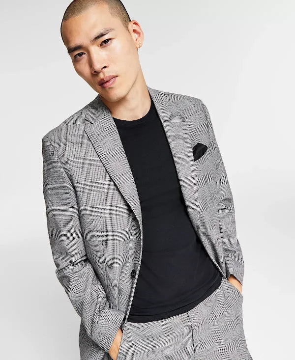 Bar III Mens Skinny-Fit Plaid Suit Jacket, 46L