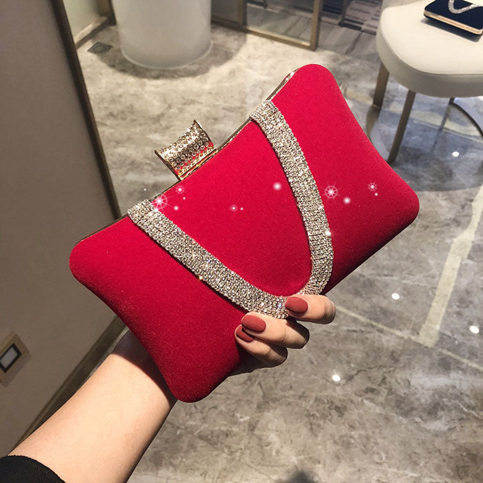 2020 Velvet Clutch Evening Bag with Rhinestones
