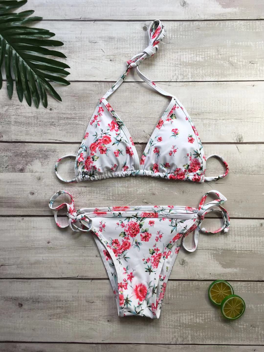 2019 New Women's Triangle Print Bikini Swimwear