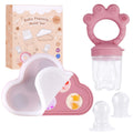 Silicone Baby Fruit Food Feeder with Breastmilk Popsicle Molds Baby Food Freezer Tray Set for Baby Teething Relief Baby Fruit Pacifier Feeder for Safe Infant Self Feeding Extra Food Pouches