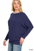 Zenana Hacci Dolman Sleeve Boat Neck Top