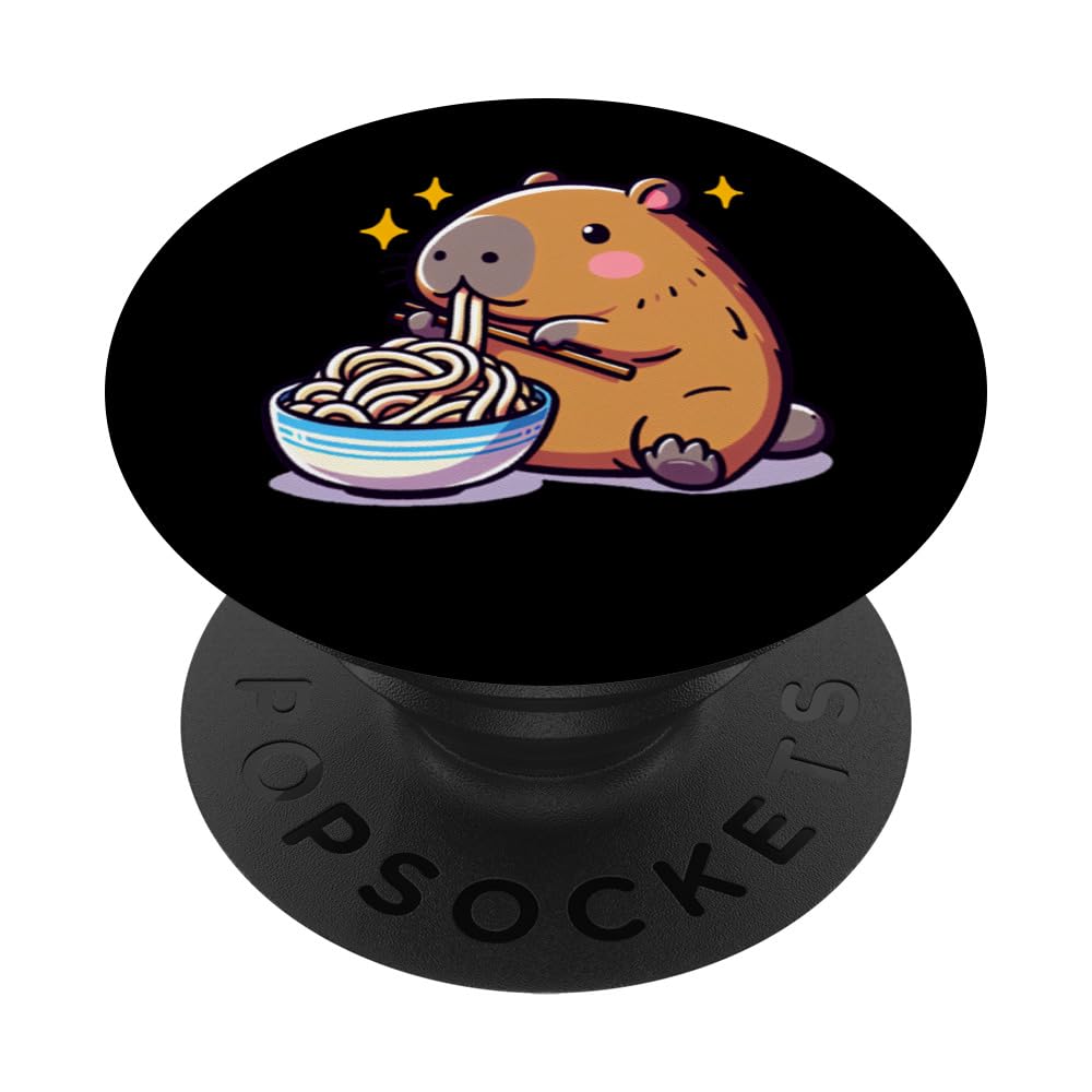 Kawaii Capybara Eating Ramen Noodles Cute Capybara Boy Girl PopSockets Adhesive PopGrip