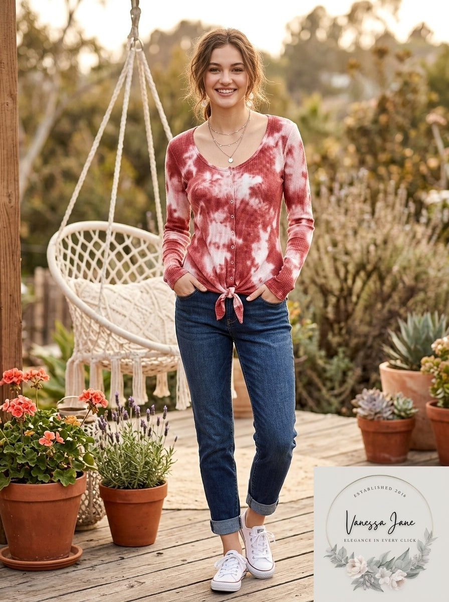 Ultra Flirt Juniors Tie-Dye Thermal Top