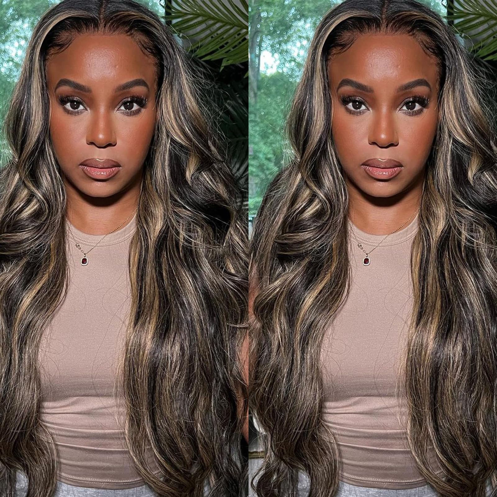 X-TRESS High Shine Lace Front Synthetic Wig Pre Plugged HD Lace 13x4x1 Wear and Go Wig 28" Long Wavy Balayage Highlight Wig Ready to Wear Glueless Wig (DR2/27M)