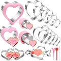 16 PCS Heart Cookie Cutter Set Heart Shapes Cookie Cutters Mold with Double Heart Stainless Steel Valentine Day Cookie Cutters for Cakes Biscuits and Sandwiches Biscuit