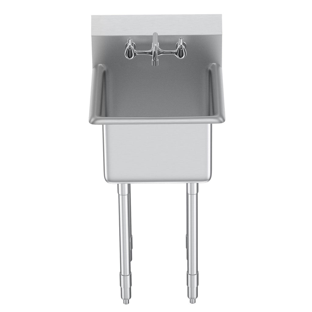 Stainless Steel Prep & Utility Sink, 1 Compartment Free Standing Small Sink Include Faucet & legs, 18'x41' Commercial Single Bowl Sinks for Garage, Restaurant, Kitchen, Laundry