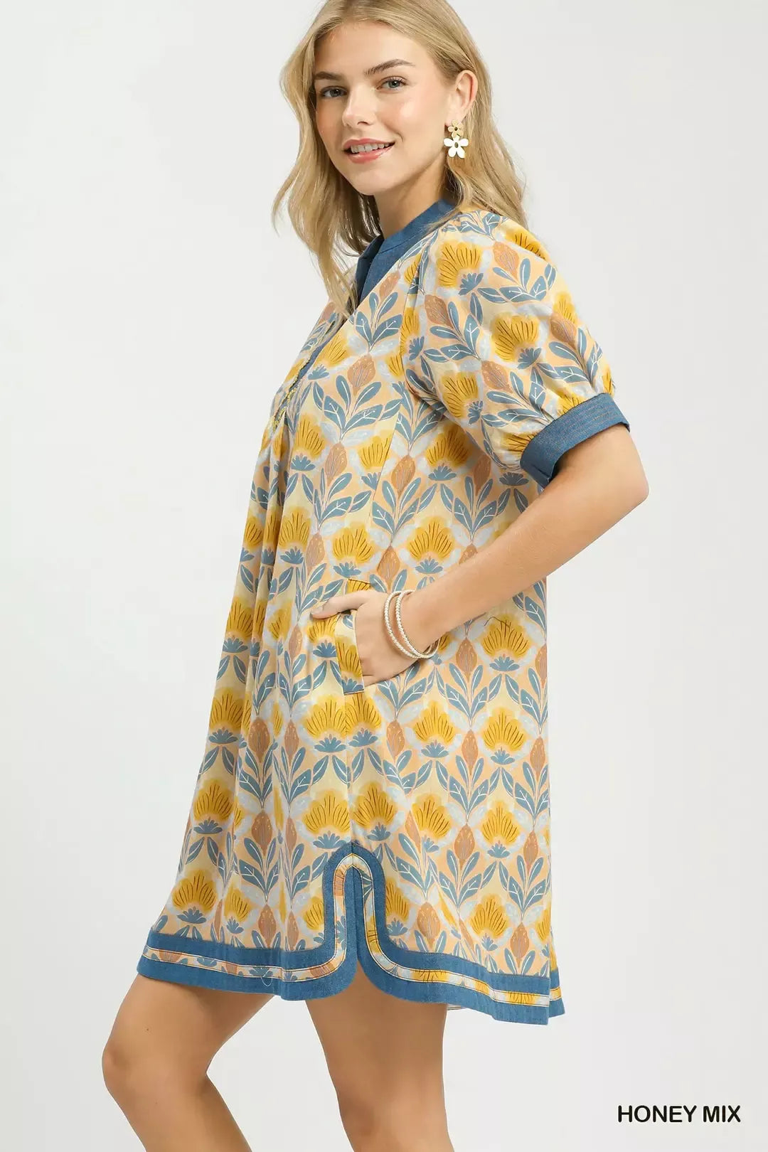 Umgee Mix Tile Print Mini Dress