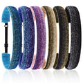 6 Glitter Headbands for Girls Adjustable Non Slip Thin Elastic Hair Bands Stretch Sport Headband for Kids Sparkly Bling Headband Hair Accessories (Pack of 6)