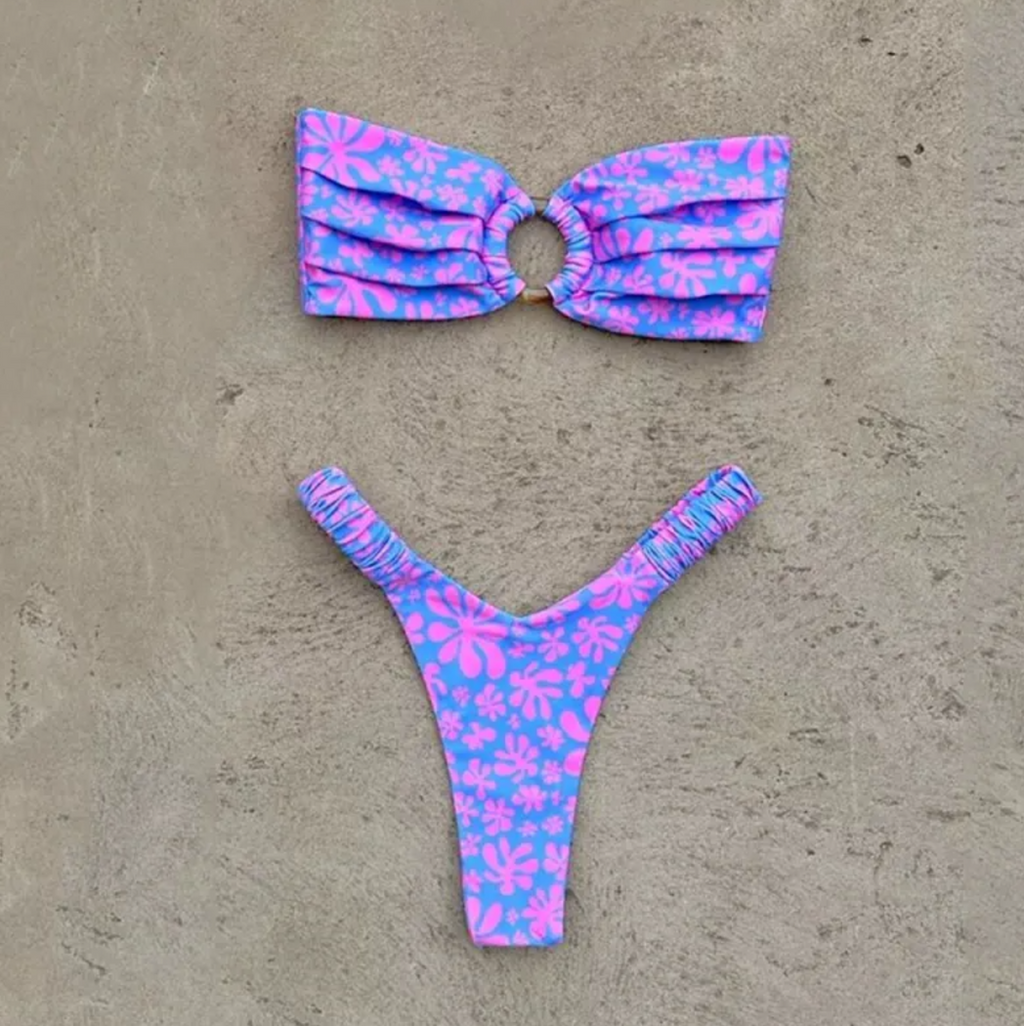 Women's Printed Pleated Bikini