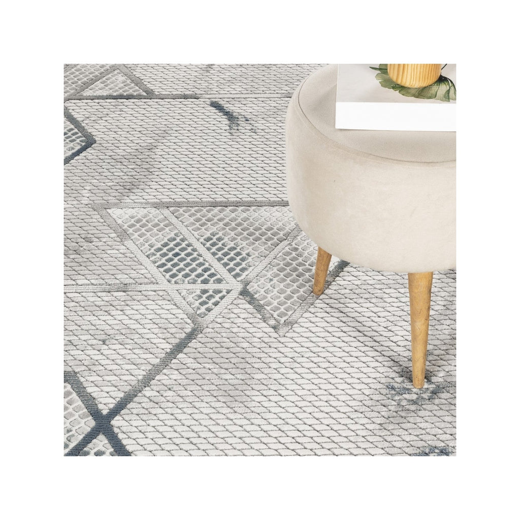 Geometrix GC_DIM1006 Gray 7 ft. 10 in. x 10 ft. 6 in. Contemporary Area Rug with Geometric 3D Effect