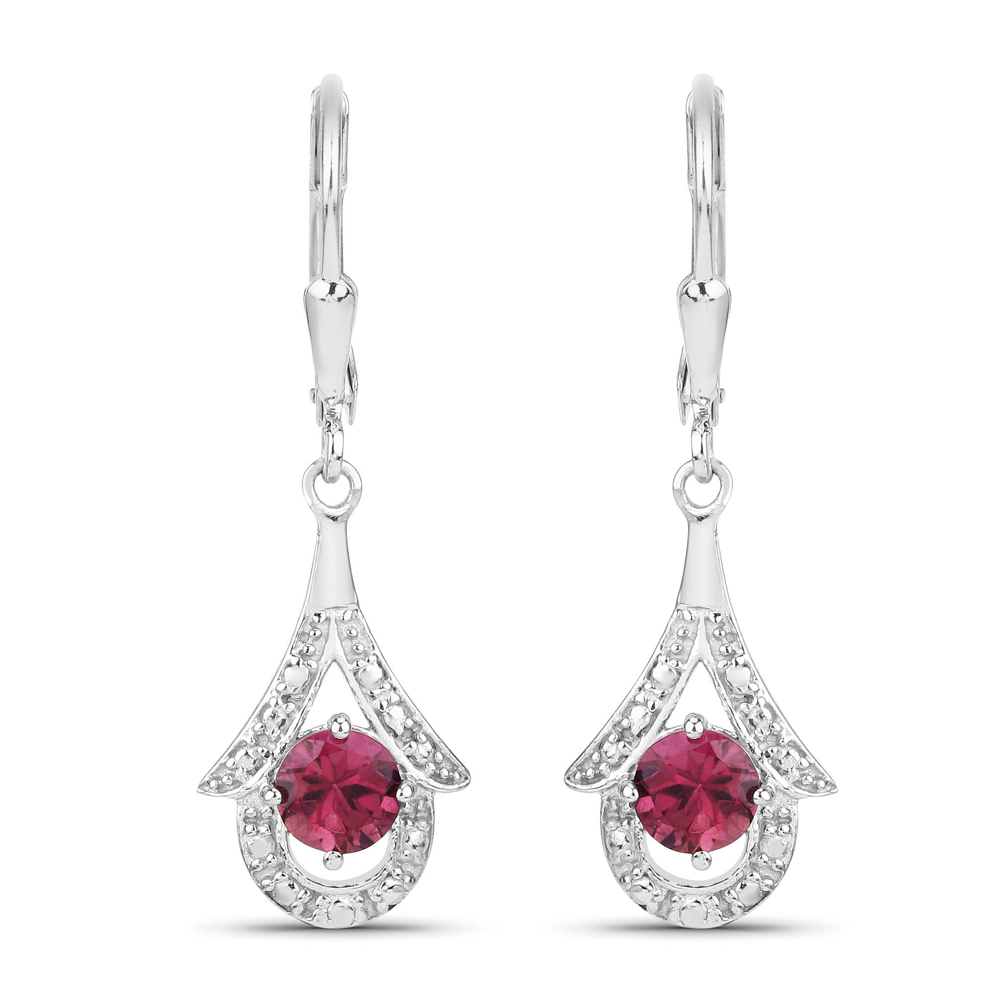 1.20 Carat Genuine Pink Tourmaline .925 Sterling Silver Earrings