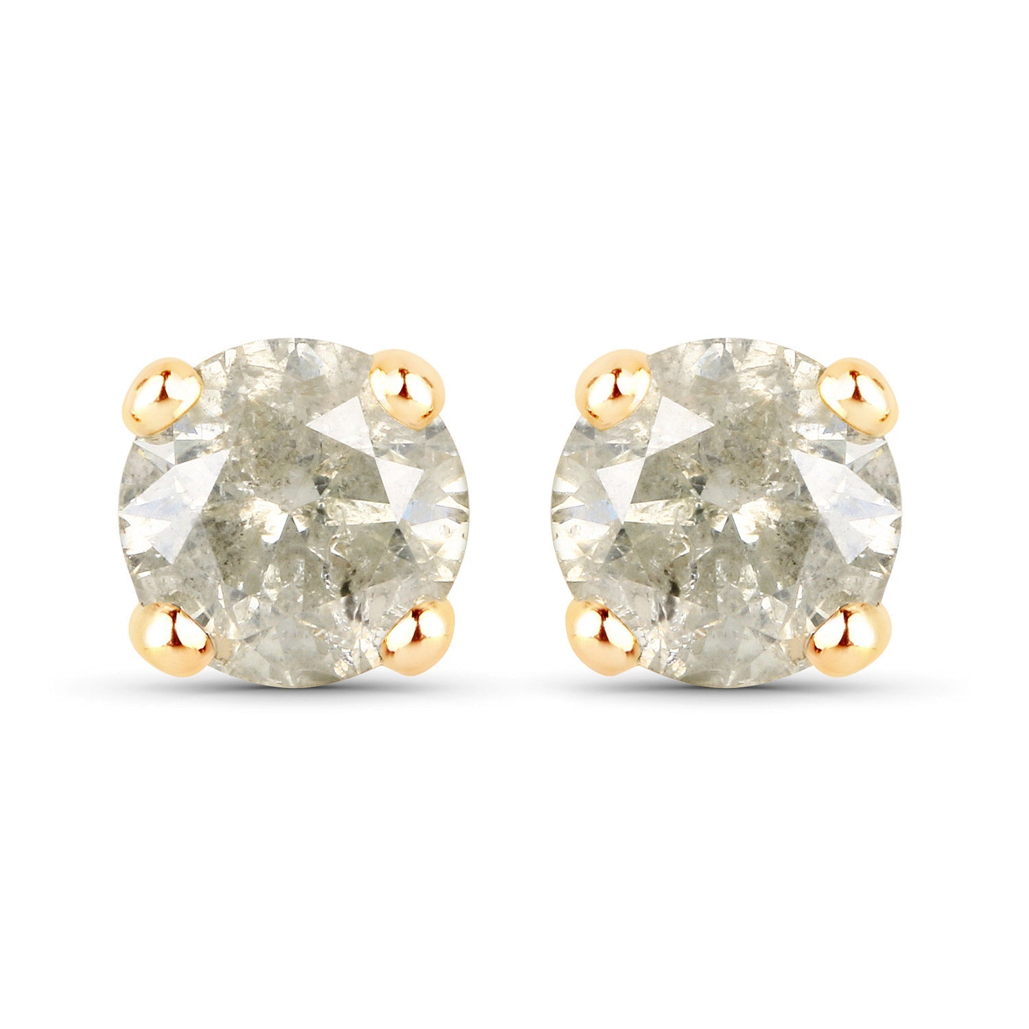 1.16 Carat Genuine LB Diamond 14K Yellow Gold Earrings