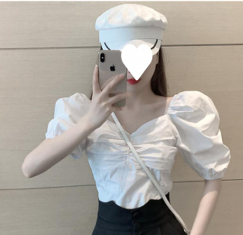 Summer Korean Style Bow Tie Puff Sleeve Outfit Set