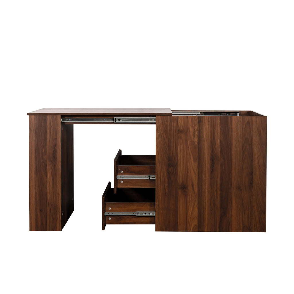 Computer Desk with Drawers, Modern Corner Home Office storage with extendable table, Study Writing Desk Workstation for Home,Office